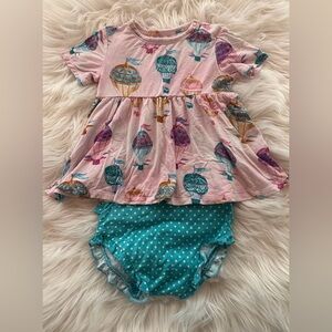 VGUC Posh Peanut Gemma Hot Air Balloon Peplum Bummie Set 2T